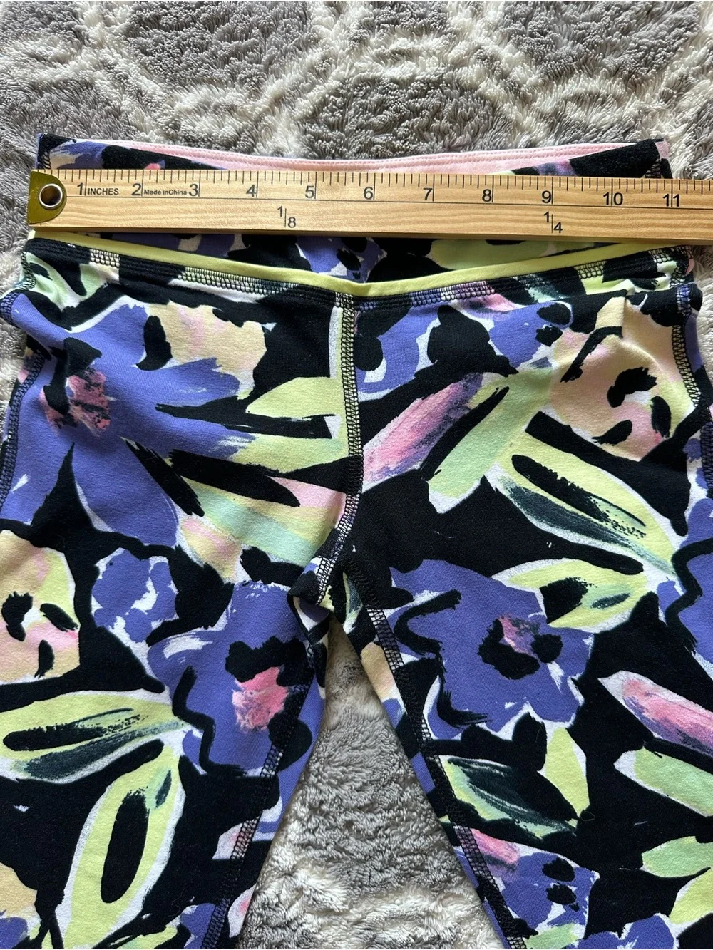 Ideology Black Floral Leggings with Purple, Pink and Lime Accents Girl’s Size S